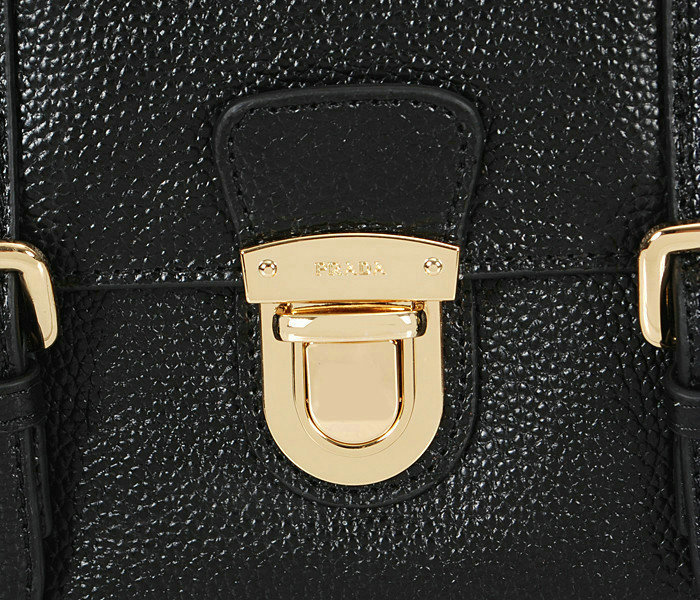 2014 Prada calfskin flap bag BN0963 black - Click Image to Close